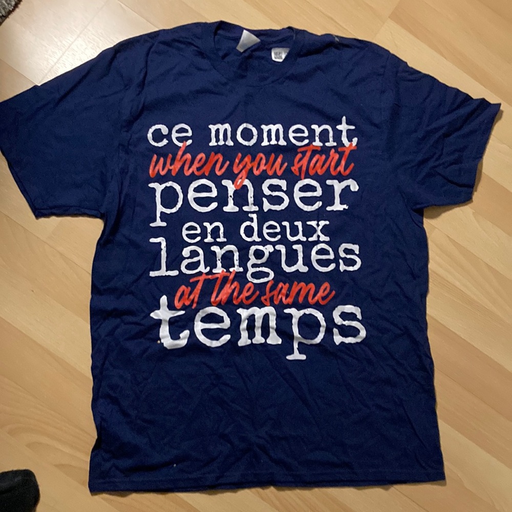 🇫🇷French-English,  This Moment To Think navy blue t shirt